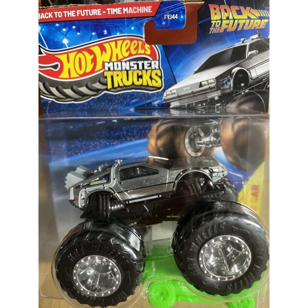 HTF Hot Wheels Monster Trucks Back to the Future-Time Machine w/Crushed Car!